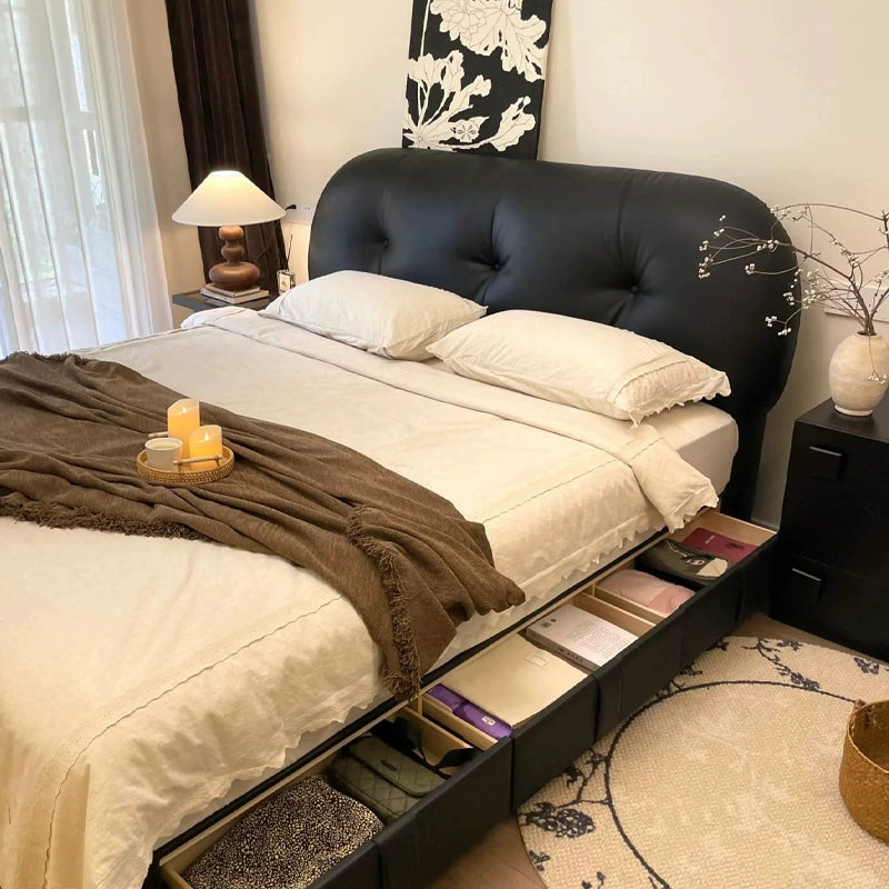 Master bedroom bed light luxury storage bed customization