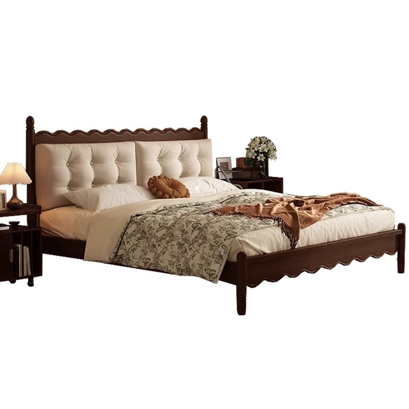Modern simple solid wood bed retro master bedroom double bed custom