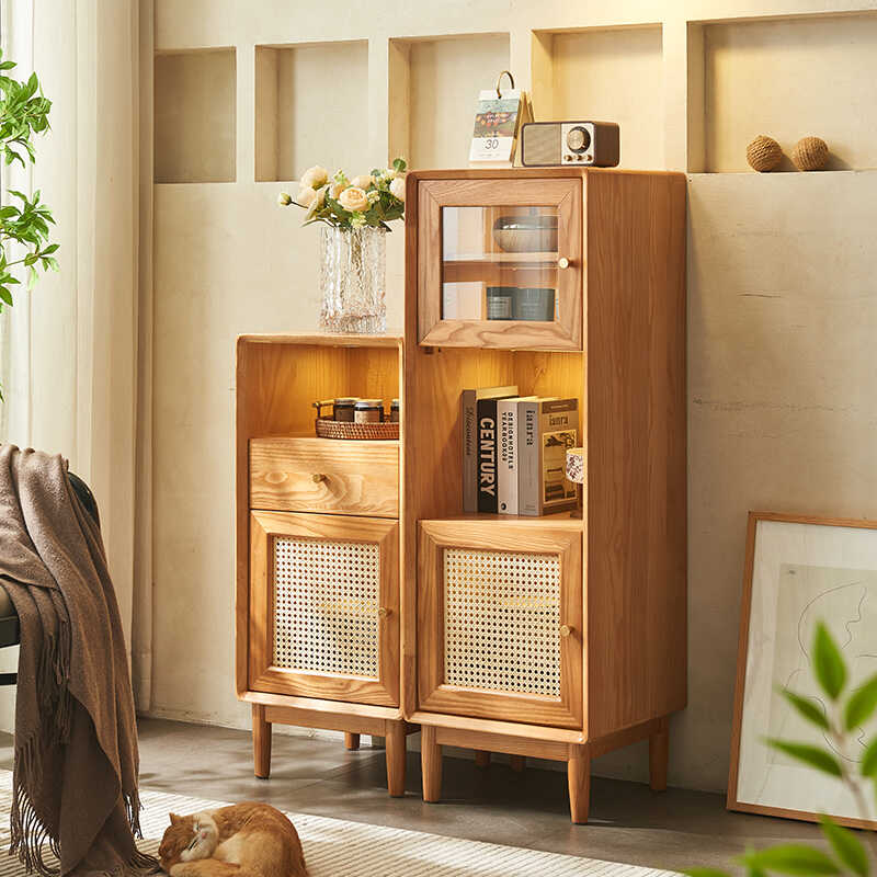 Rattan wine cabinet living room dining side cabinet locker display cabinet simple modern entrance cabinet