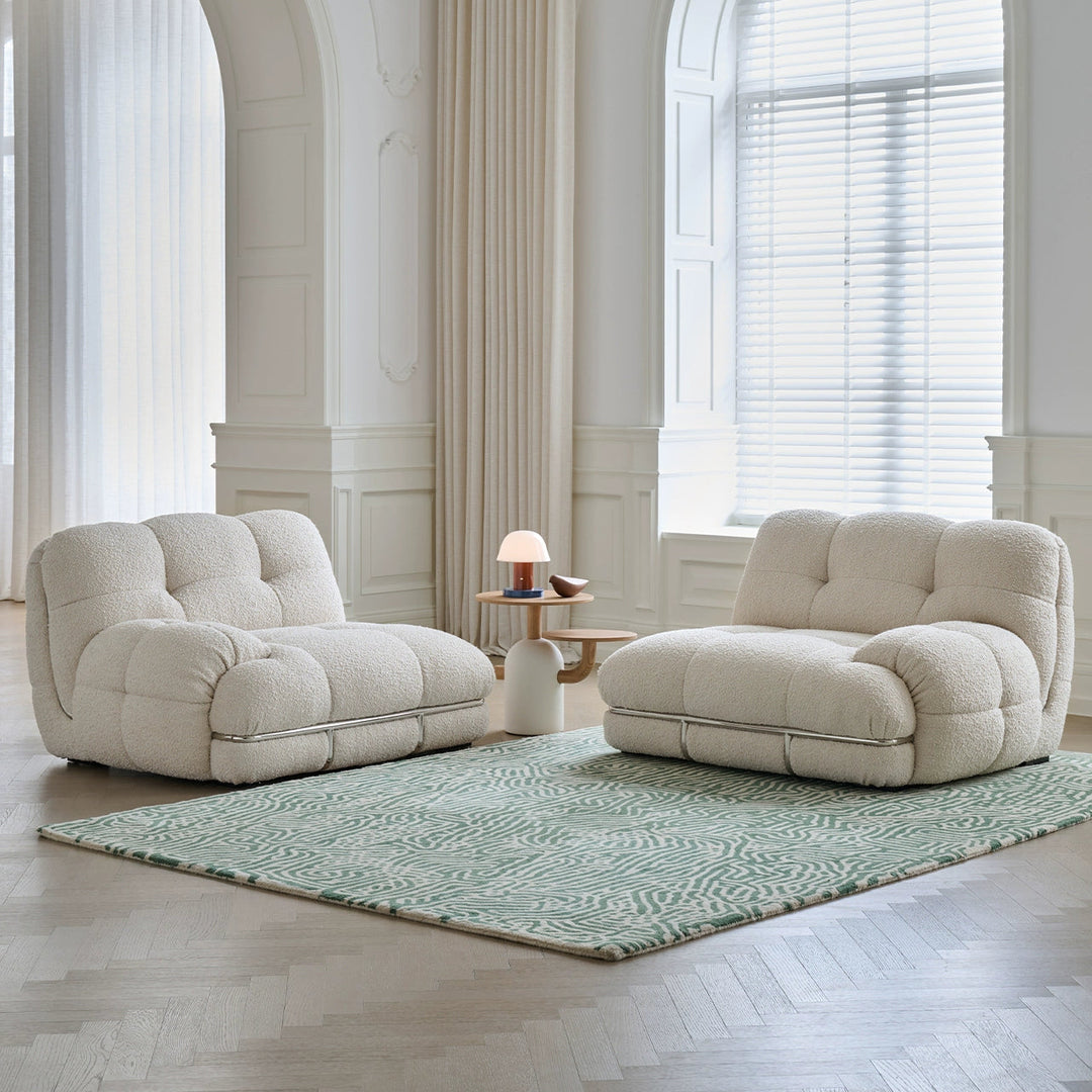 Sofa cream designer simple modern living room straight row three light fabric sofa