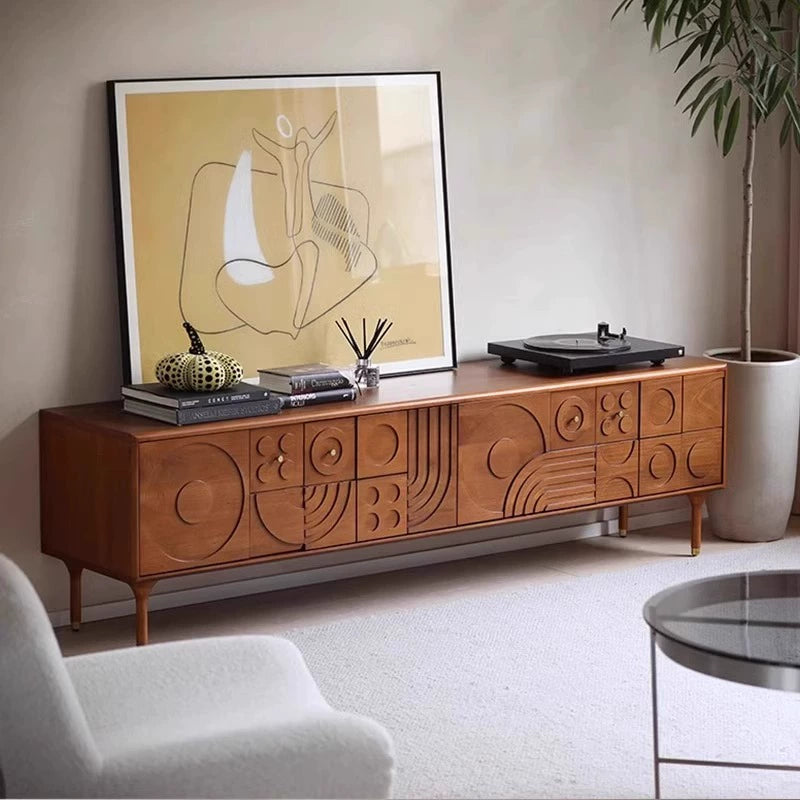 Solid wood TV cabinet carved living room side cabinet floor chest cabinet locker custom