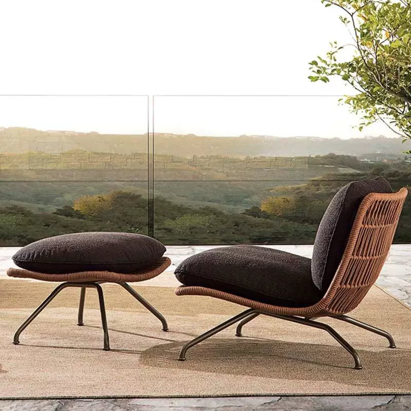 Outdoor rattan sofa courtyard waterproof and sunscreen furniture villa outdoor open-air garden leisure chair combination custom