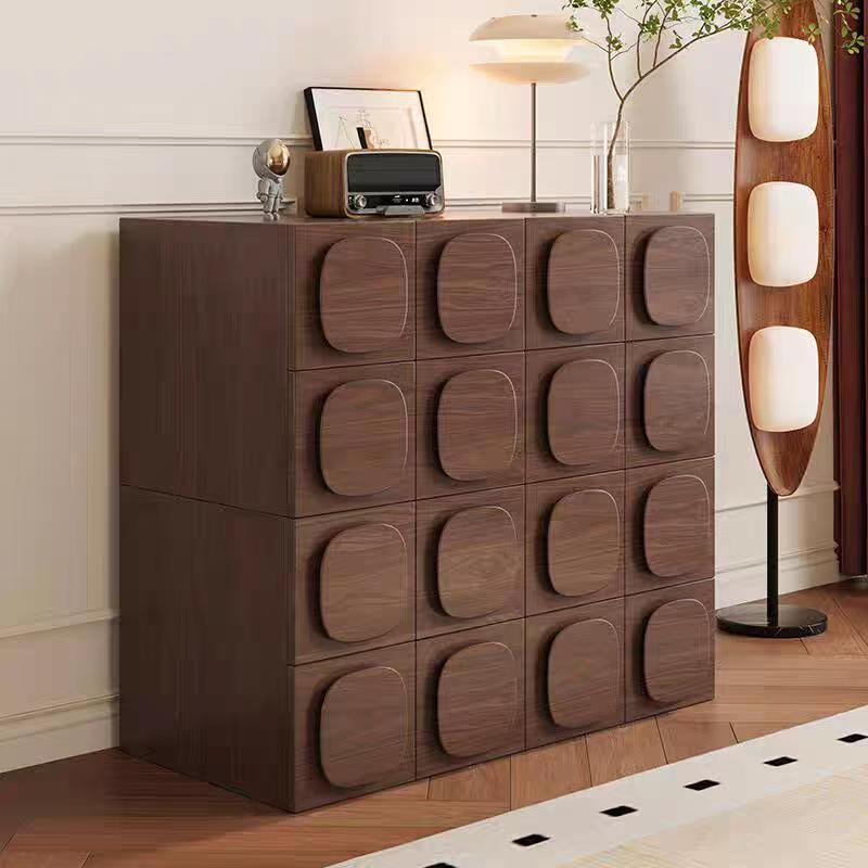 Walnut solid wood card door cabinet ash wood bedroom home TV cabinet bedside locker living room locker