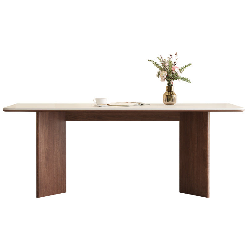 Solid wood rock slab dining table modern simple full support rectangular household custom