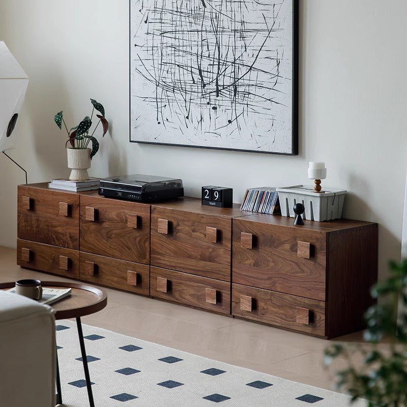 Solid wood combination TV cabinet modern retro module side cabinet bedside cabinet living room card door cabinet chest cabinet