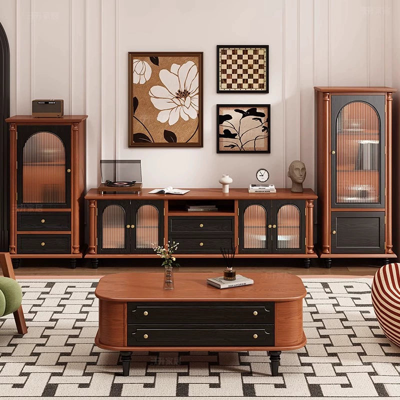 Retro solid wood TV cabinet, living room home new storage locker, TV cabinet custom