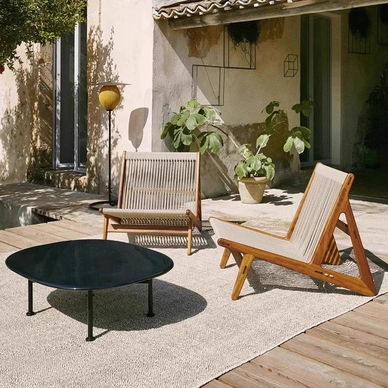 Outdoor sofa balcony courtyard rattan chair hotel homestay outdoor garden solid wood rattan leisure chair custom