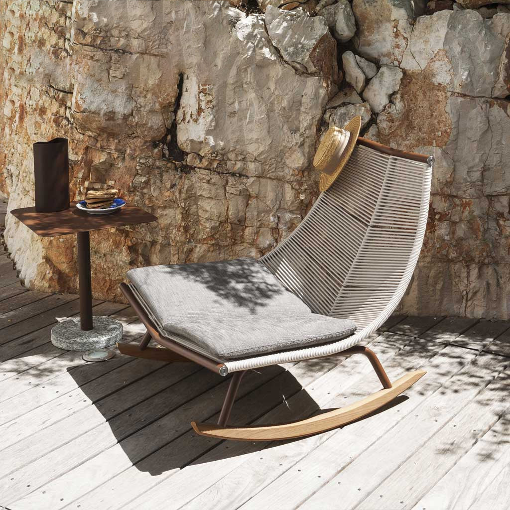 Reclining chair Rocking chair Balcony Outdoor rope weaving Simple modern outdoor lazy chair Leisure courtyard garden