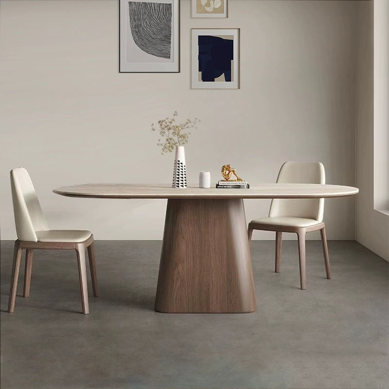 Retro rock slab dining table household rectangular dining table designer solid wood dining table and chair combination custom