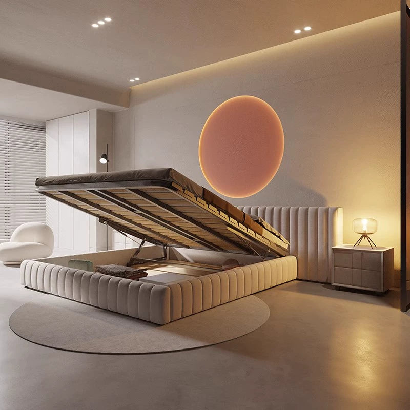master bedroom double bed high-end wide backrest storage queen bed custom