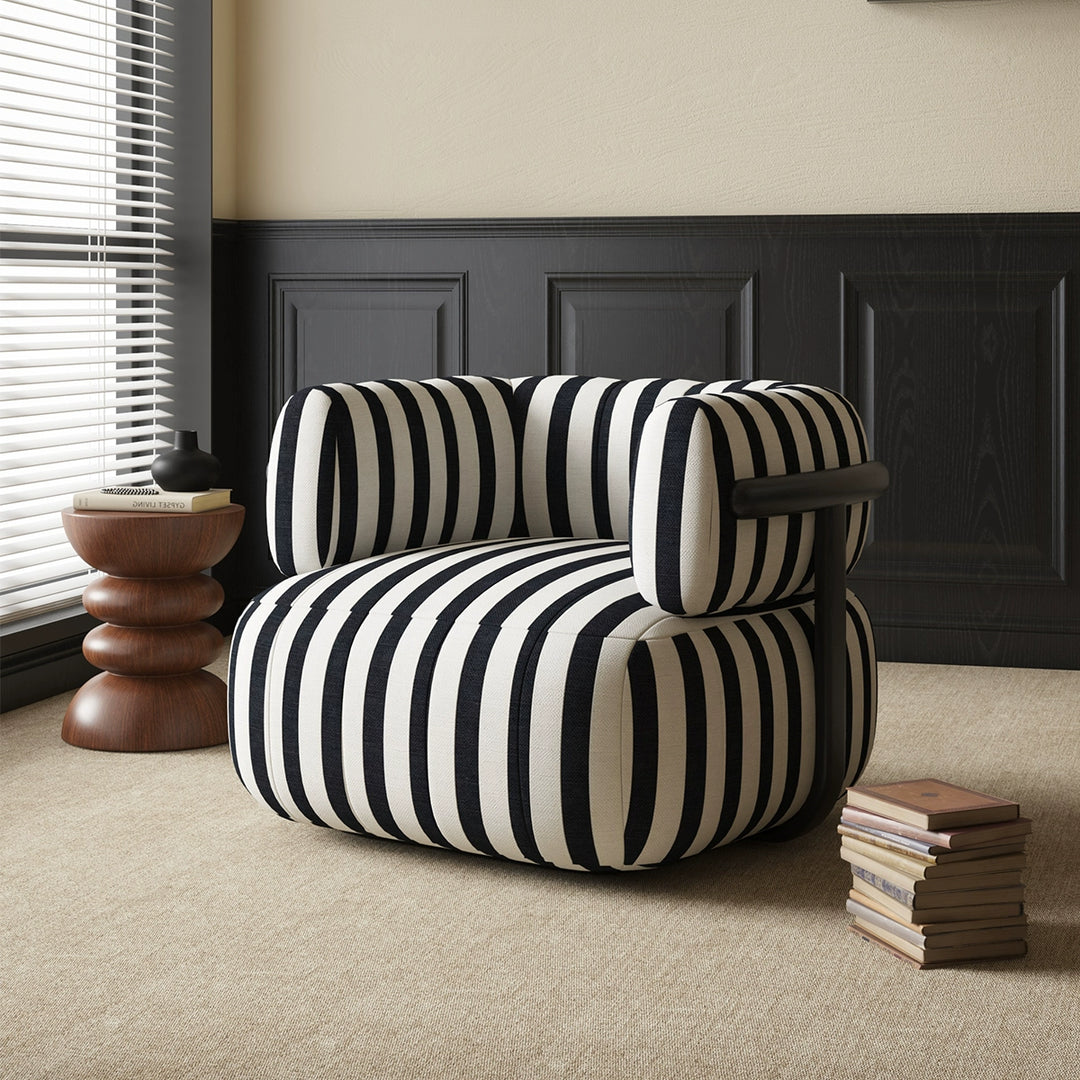 Medieval style designer small apartment striped premium balcony single sofa chair living room leisure creative B & B retro