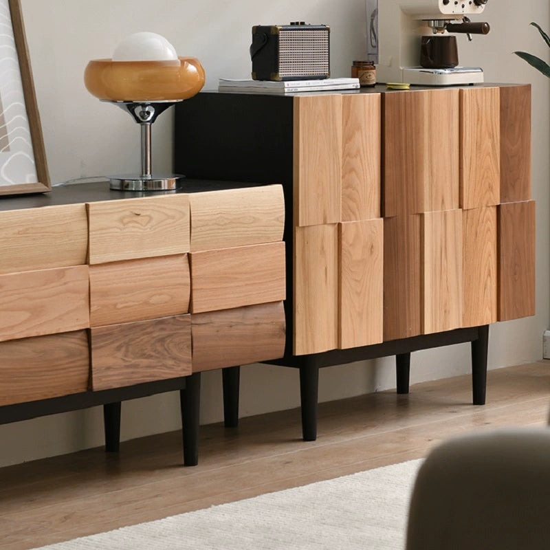Modern simple TV cabinet Solid wood living room Creative design Customized storage cabinet