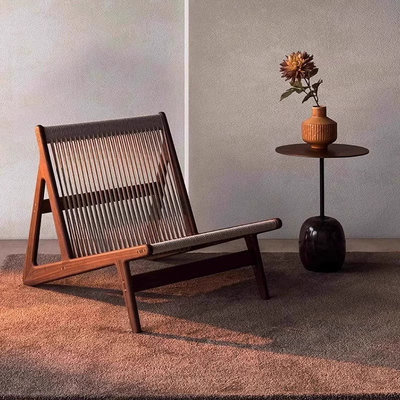 Outdoor sofa balcony courtyard rattan chair hotel homestay outdoor garden solid wood rattan leisure chair custom