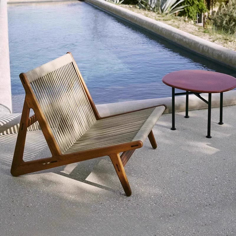 Outdoor sofa balcony courtyard rattan chair hotel homestay outdoor garden solid wood rattan leisure chair custom