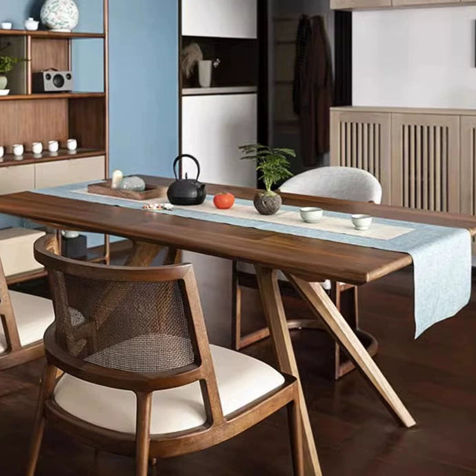 Solid wood dining chair home designer retro rattan chair hotel restaurant casual backrest wooden chair