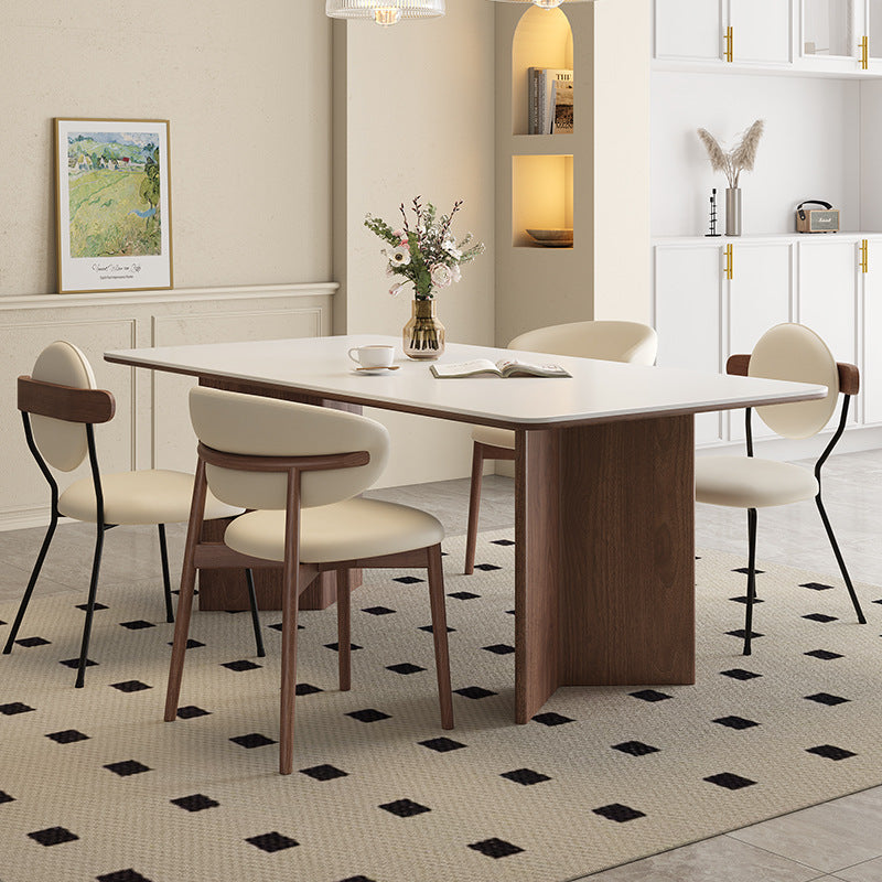 Solid wood rock slab dining table modern simple full support rectangular household custom