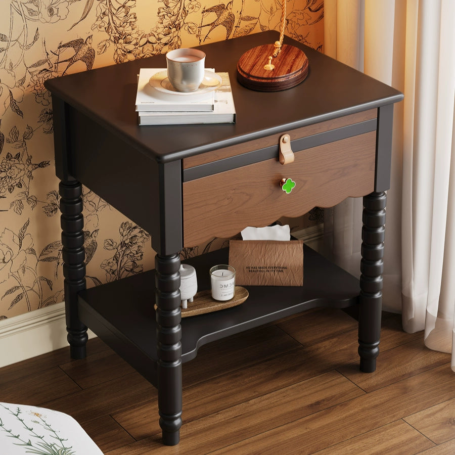 Retro bedside table Solid wood small storage cabinet Medieval storage small cabinet Household bedroom bedside cabinet