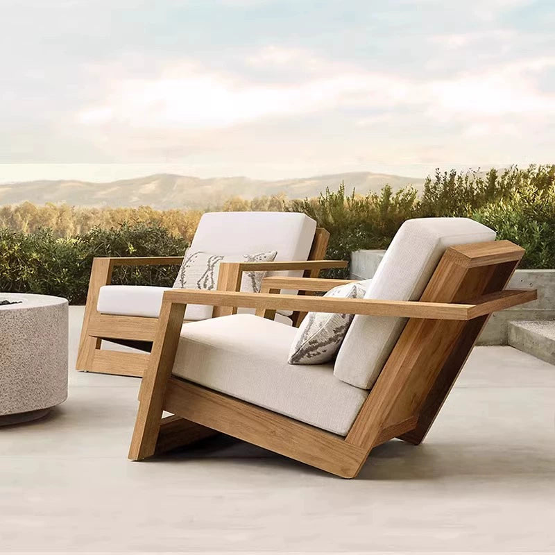 Outdoor sofa courtyard outdoor anti-corrosion waterproof sun protection sun room leisure garden solid wood furniture custom