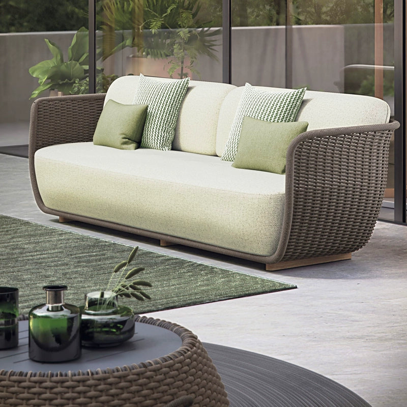 Outdoor sofa waterproof and sunscreen courtyard villa rattan chair combination high-end outdoor leisure hotel furniture customization