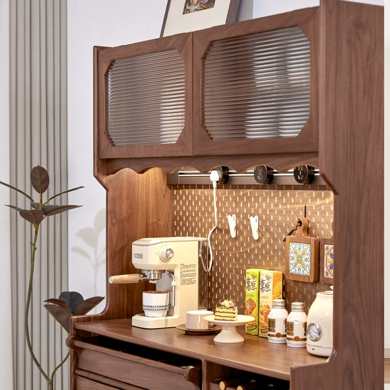 Solid wood dining side cabinet household living room storage retro tea cabinet rack custom