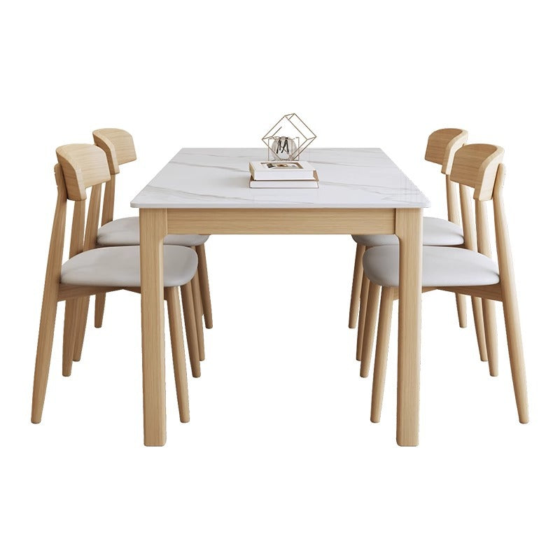 Rock slab dining table rectangular dining table solid wood dining table and chair combination modern simple small apartment household dining table custom