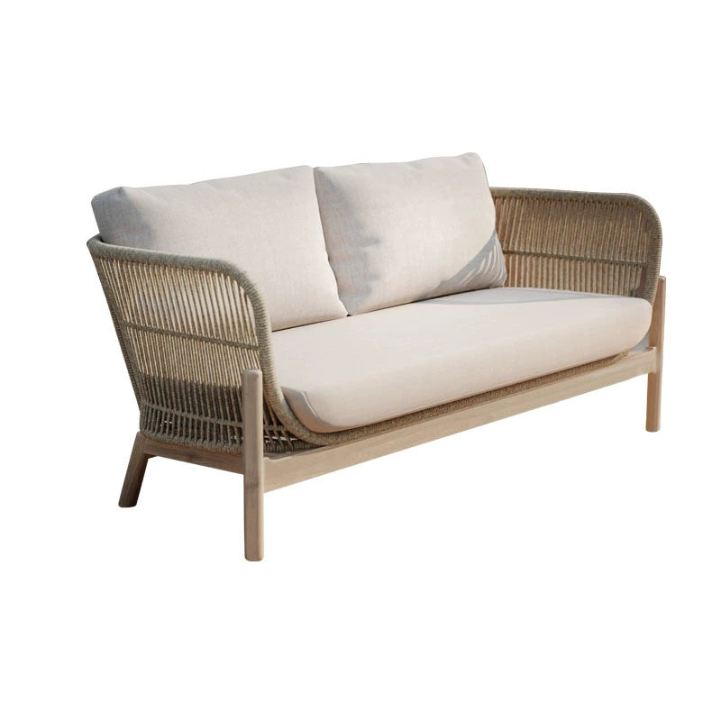 Solid wood outdoor leisure rattan anti-corrosion sofa waterproof and sunscreen courtyard furniture combination custom