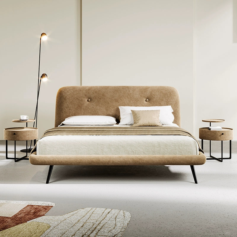 Fabric bed soft bag bed Flannel simple double bed