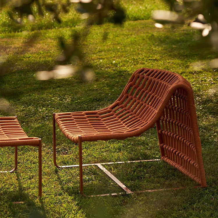 Outdoor leisure chair rattan garden balcony minimalist single chair hotel homestay courtyard creative lounge chair custom