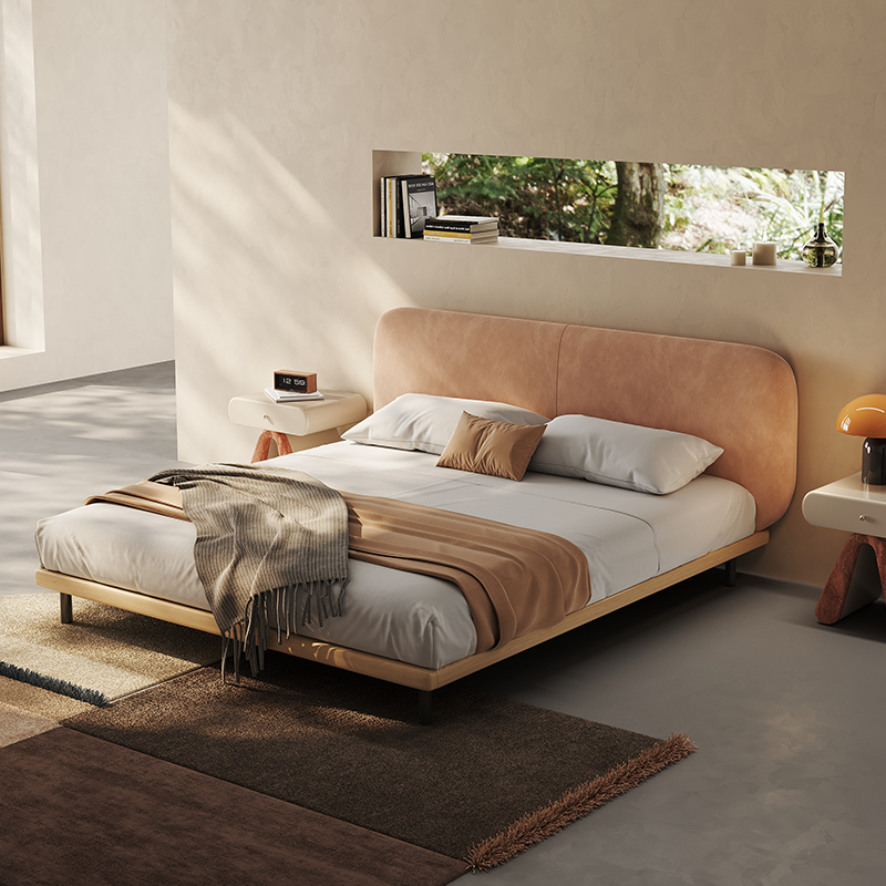 Fabric bed simple modern light luxury master bedroom double bed custom