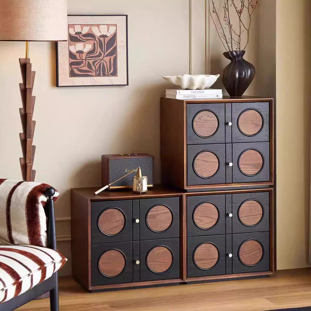 Ash wood retro chest of drawers bedroom living room wall combination locker