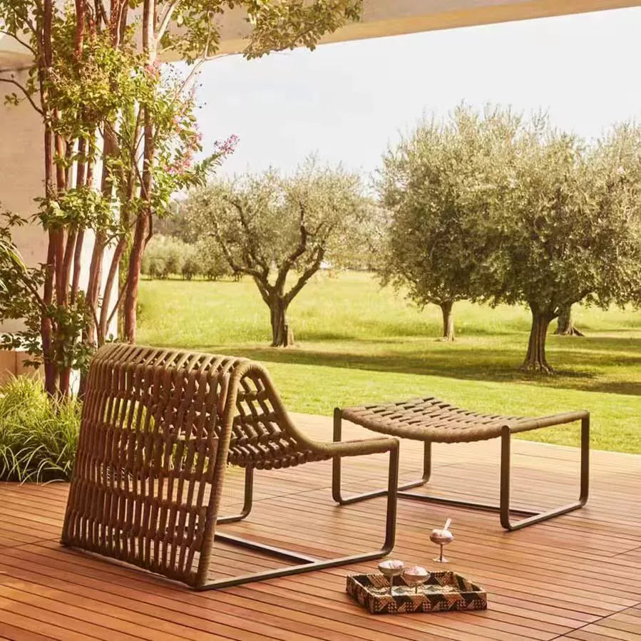 Outdoor leisure chair rattan garden balcony minimalist single chair hotel homestay courtyard creative lounge chair custom