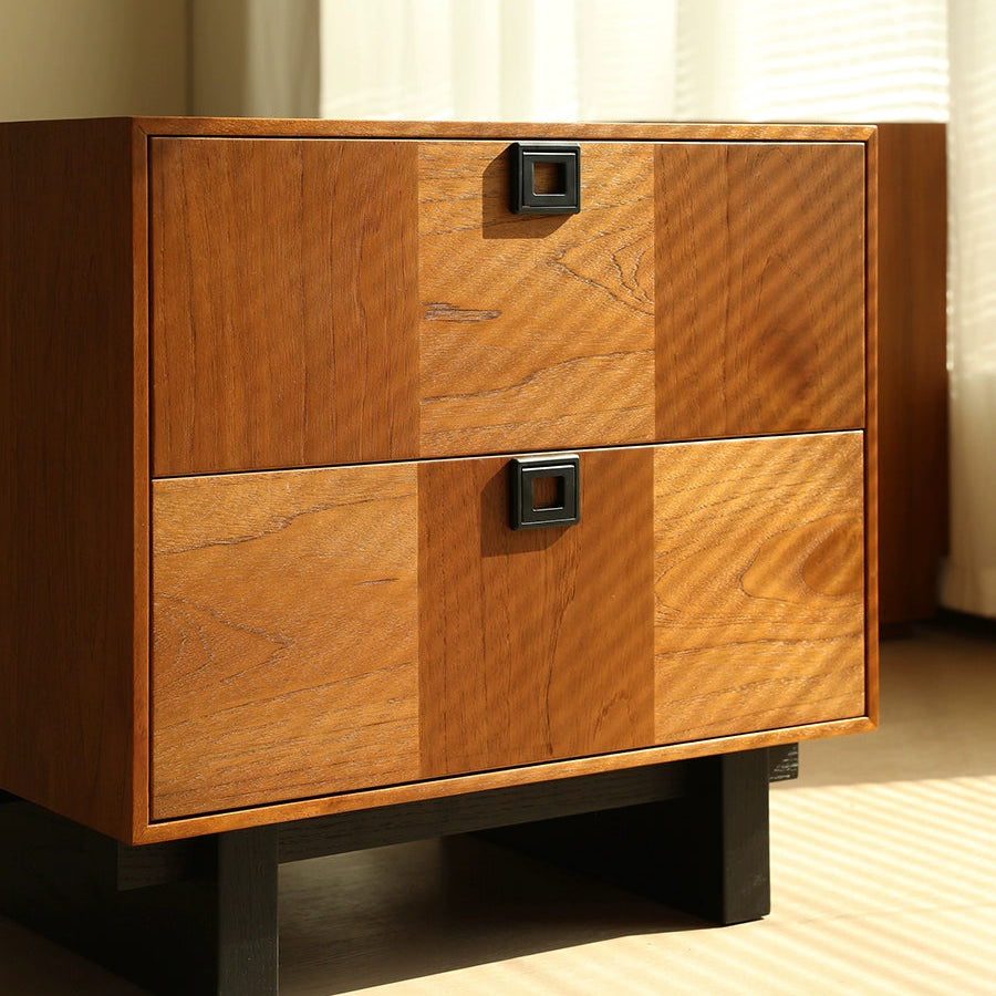 Medieval solid wood bedside table retro solid wood side cabinet bedroom decoration