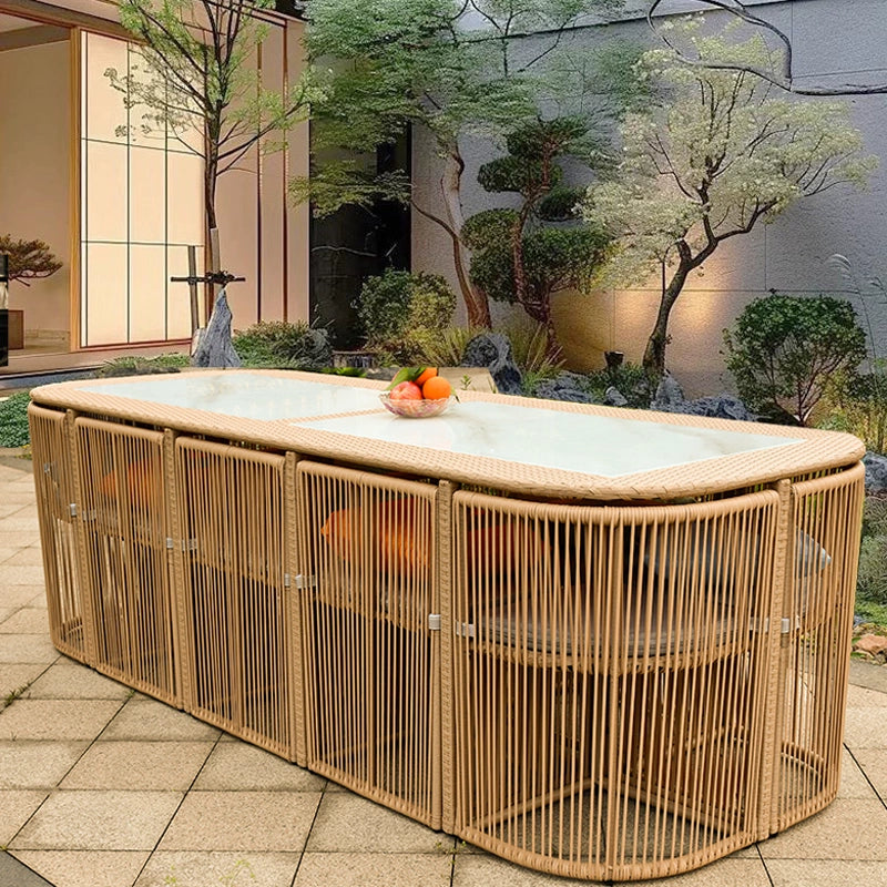 New outdoor courtyard table and chair combination rattan chair dining table villa garden hotel homestay rattan outdoor leisure furniture custom