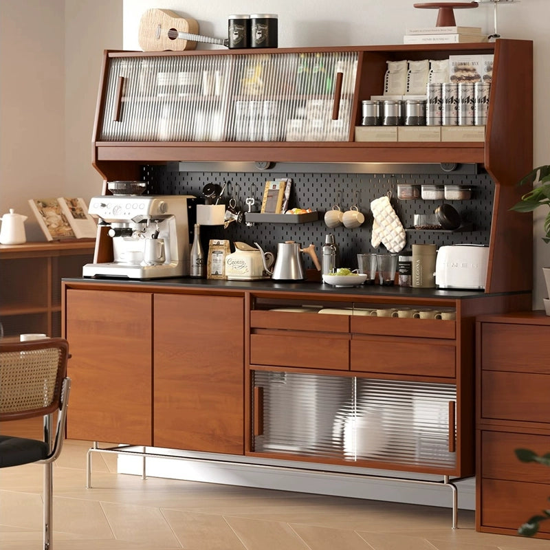 Retro solid wood dining side cabinet, living room wine cabinet, coffee cabinet, locker against the wall, entrance high cabinet custom