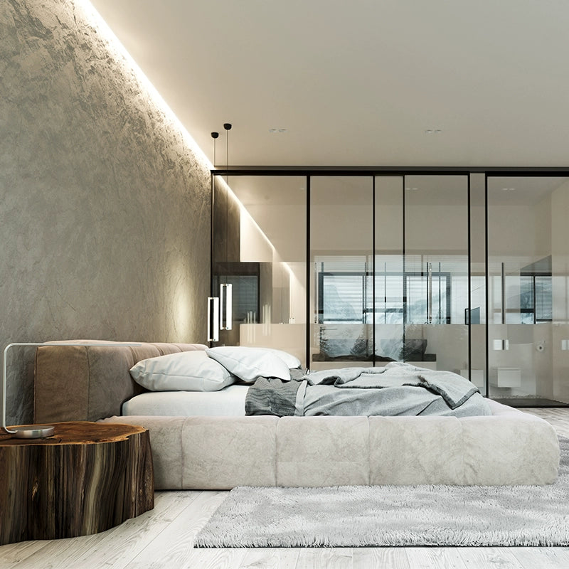 Master bedroom bed light luxury fabric bed modern simple customization
