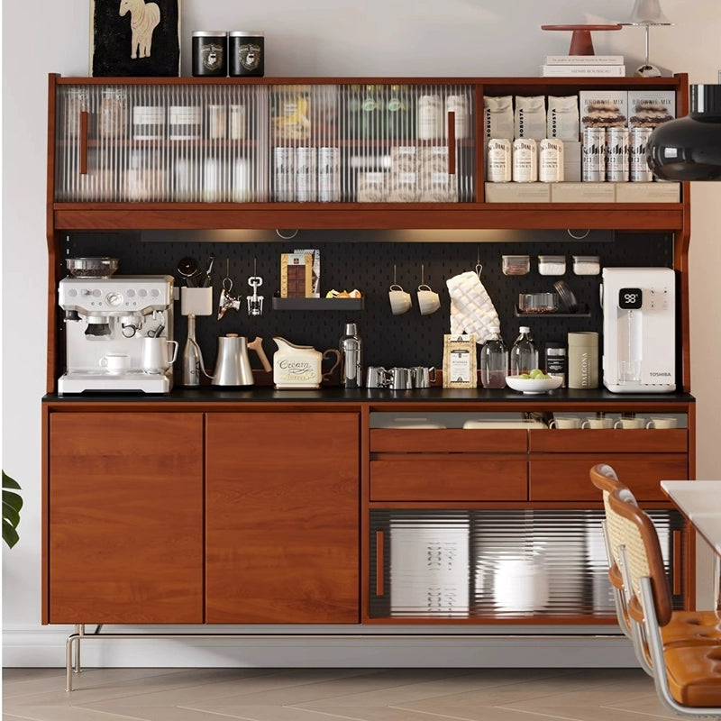 Retro solid wood dining side cabinet, living room wine cabinet, coffee cabinet, locker against the wall, entrance high cabinet custom
