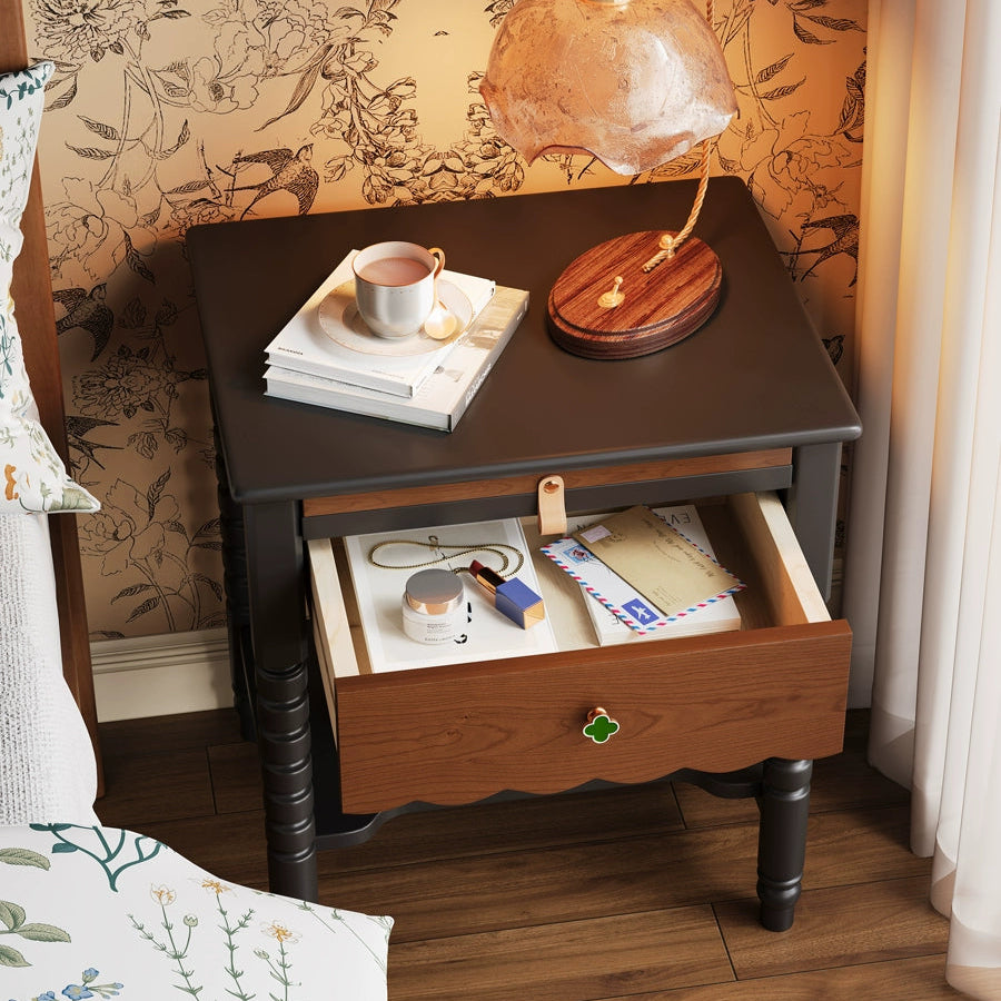 Retro bedside table Solid wood small storage cabinet Medieval storage small cabinet Household bedroom bedside cabinet