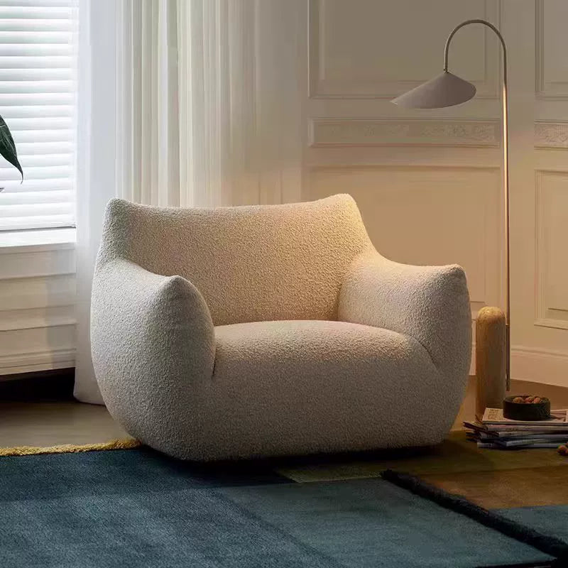 Cream style lamb wool single sofa cat designer style retro lounge chair
