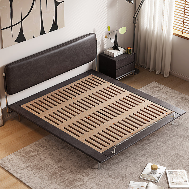 Small flat edge double bed modern simple black retro bed