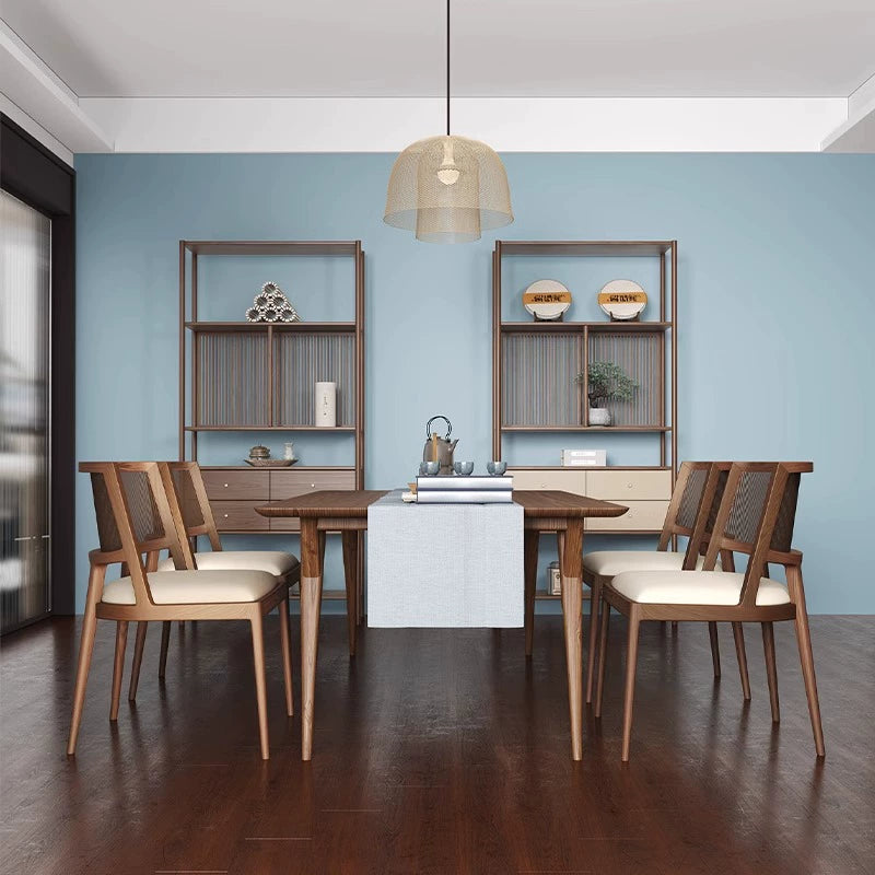 Solid wood dining chair home designer retro rattan chair hotel restaurant casual backrest wooden chair
