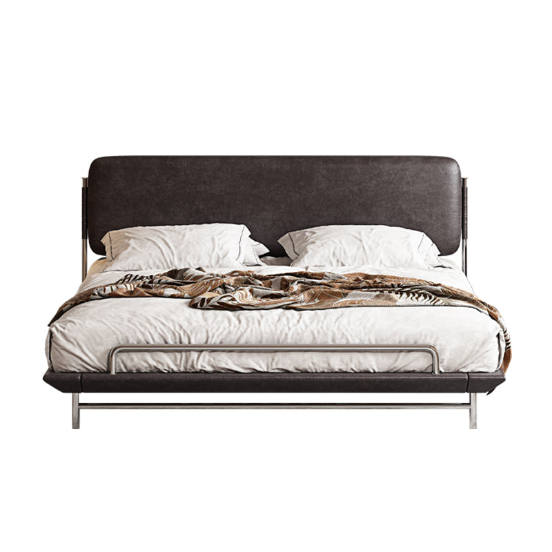 Small flat edge double bed modern simple black retro bed
