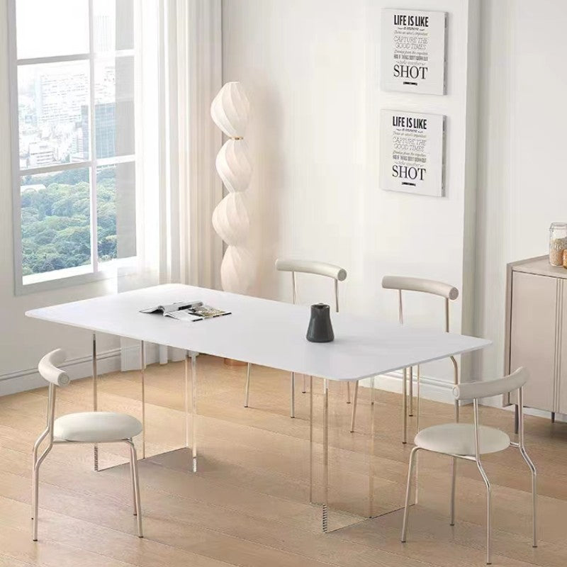 Acrylic suspended dining table modern light luxury rectangular dining table rock slab table and chair combination custom