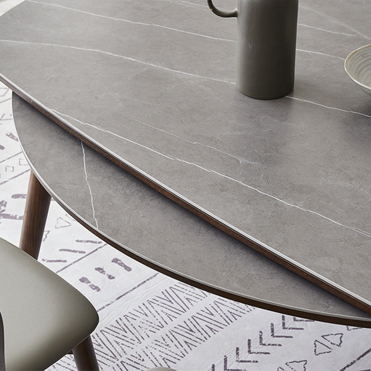 Solid wood dining table household retractable folding rock slab dining table and chair combination light luxury modern simple variable round table custom