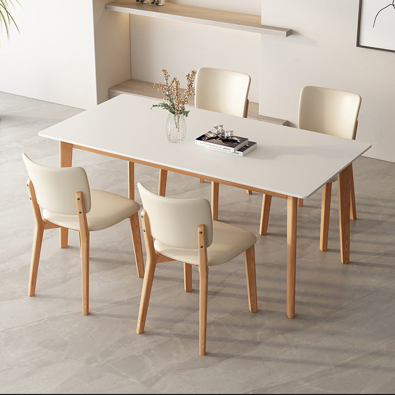 Light luxury dining table and chair combination small apartment household modern rectangular log color dining table custom