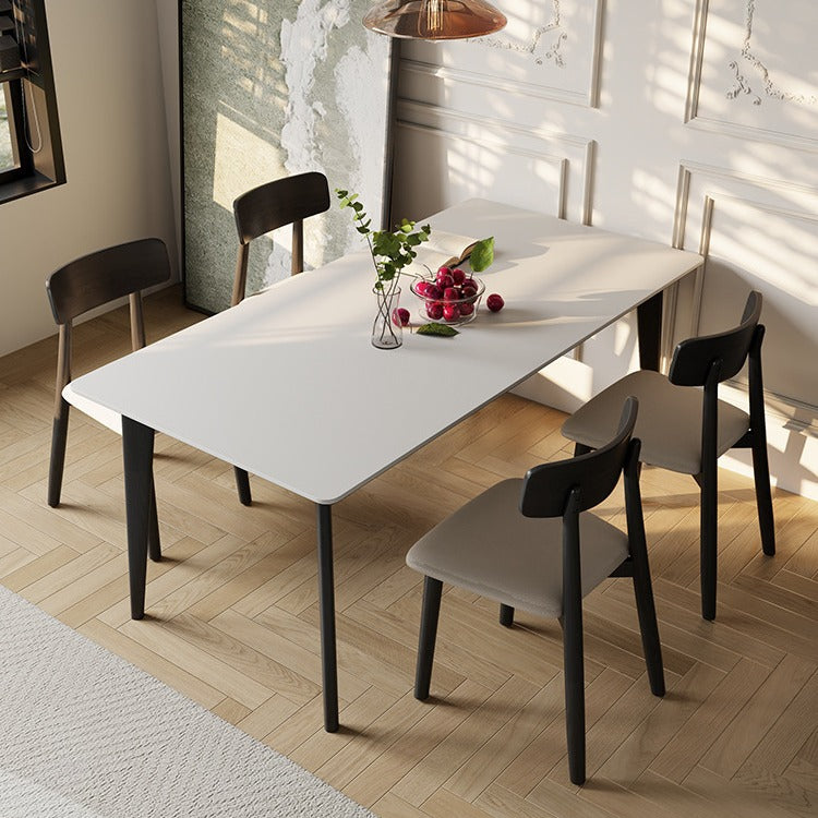 Rectangle rock slab dining table All solid wood rock slab four-person dining table and chair combination Light luxury small apartment dining table Customized