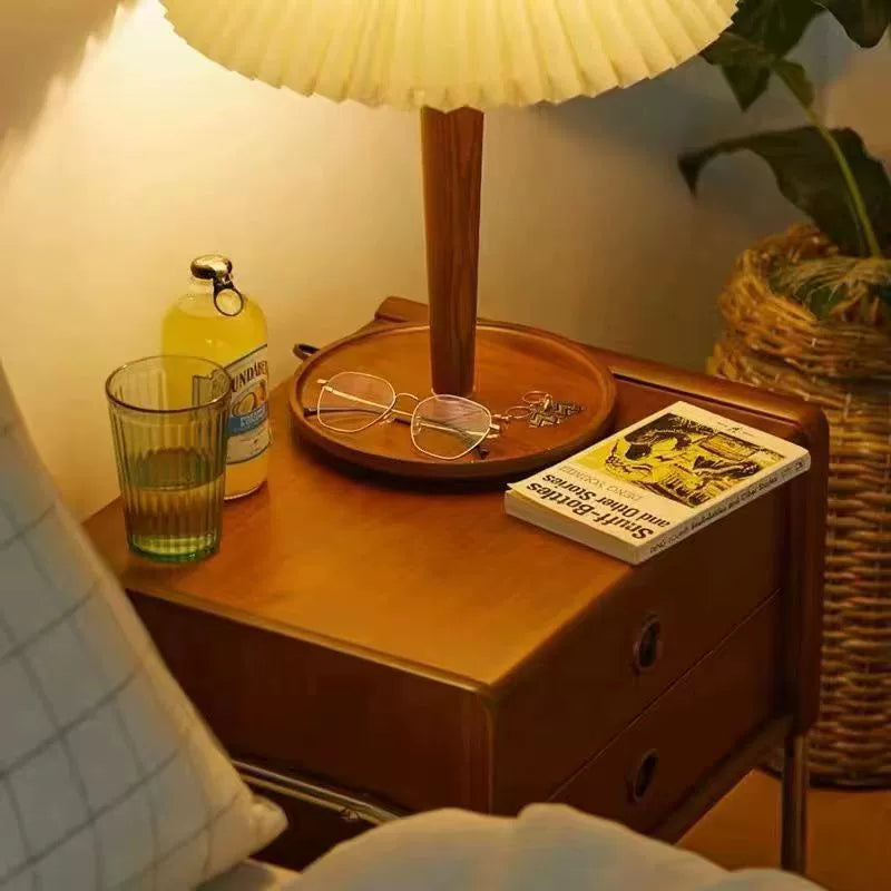 Solid wood retro bedside table Bedroom small storage cabinet Furniture Stainless steel bedside cabinet Locker custom