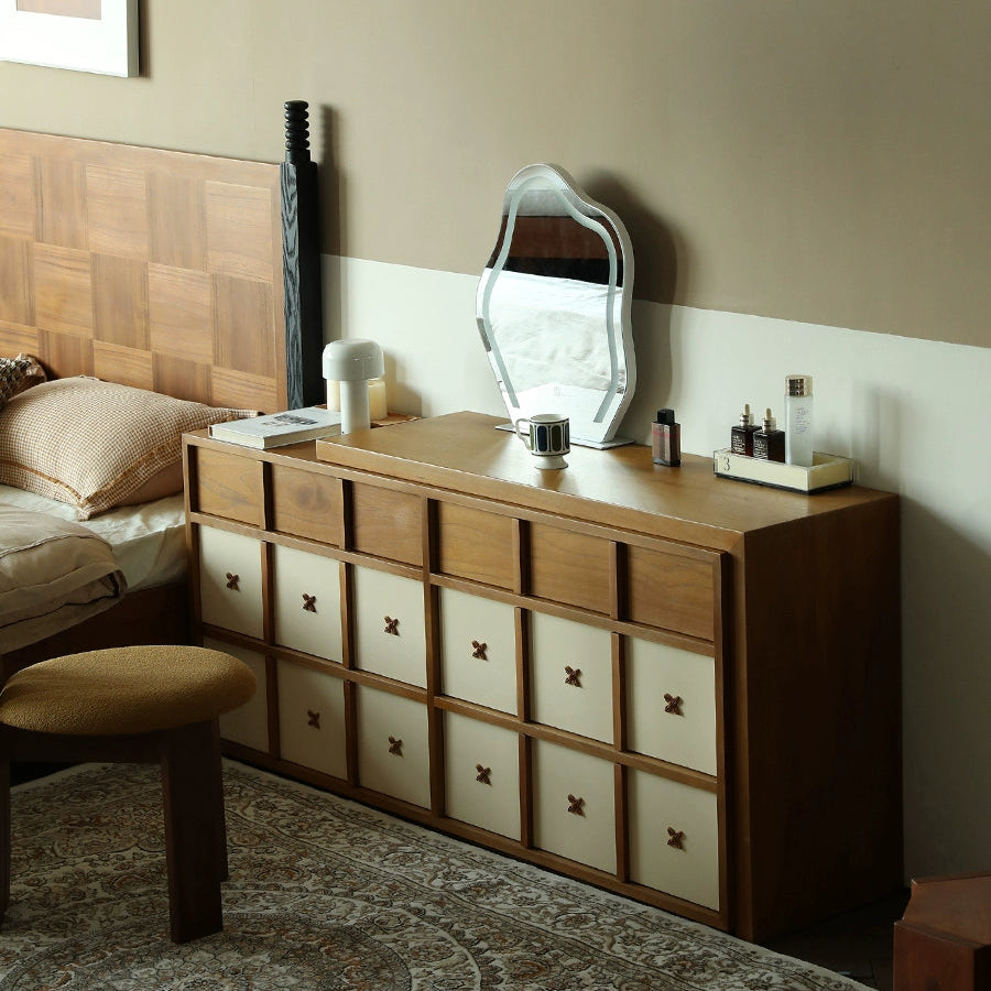 Solid wood retro dresser corner simple bedroom end of bed dressing table