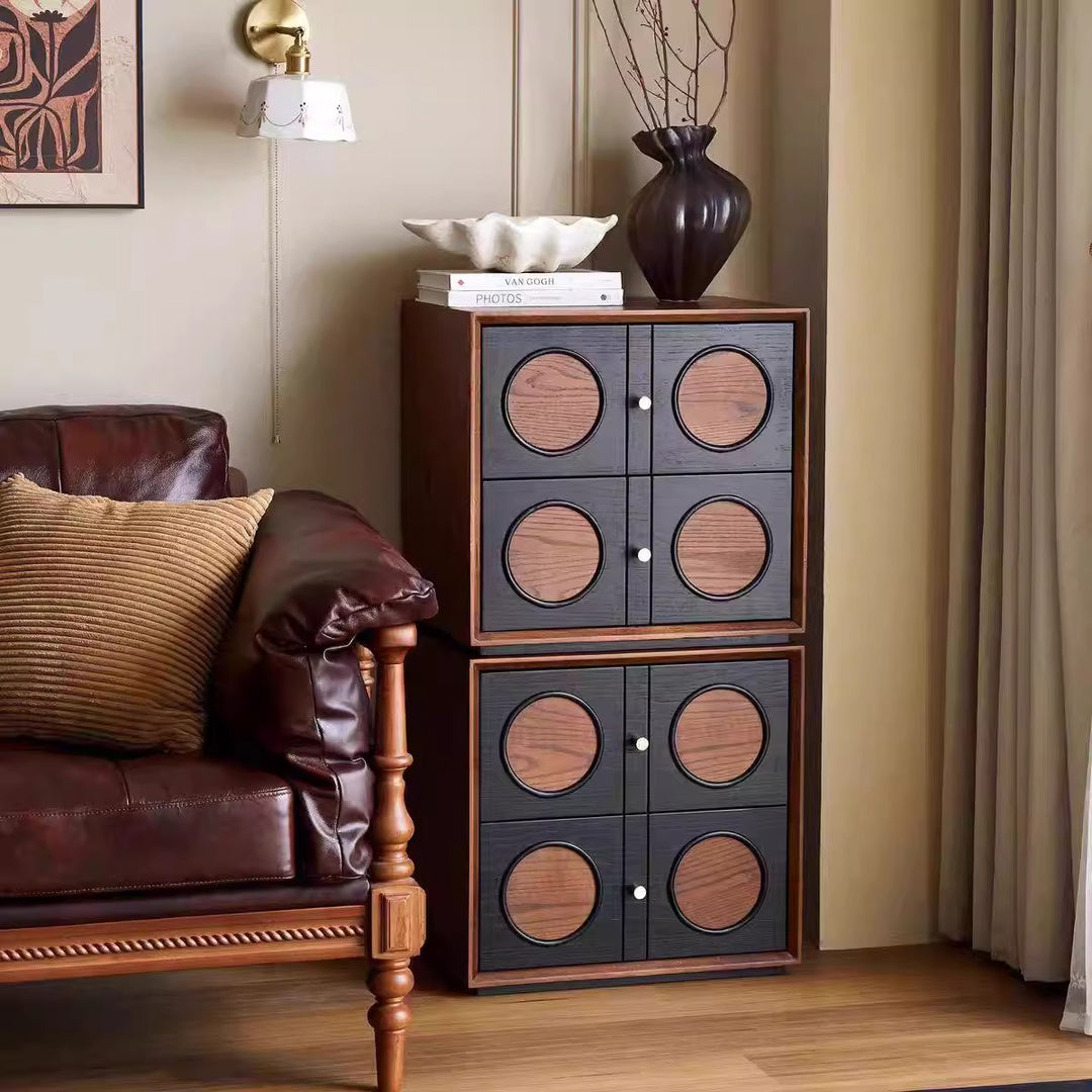 Ash wood retro chest of drawers bedroom living room wall combination locker