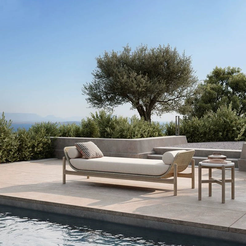 Solid wood outdoor leisure rattan anti-corrosion sofa waterproof and sunscreen courtyard furniture combination custom