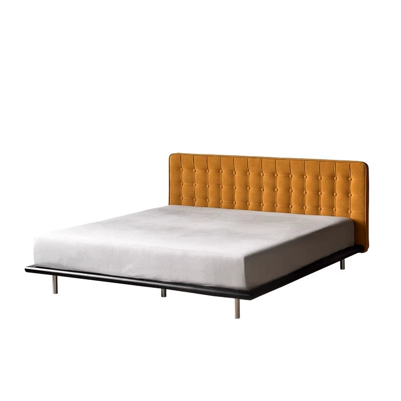 Simple solid wood bed fabric bed custom